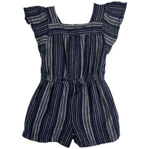 Old Navy Kids Blue Stripe Ruffle Sleeve Romper Jumpsuit Size 4T